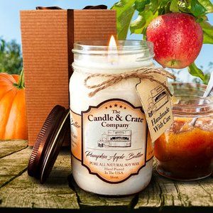 Pumpkin Apple Butter, 16oz Mason Jar, Soy Wax Candle, Max Scented, Fall …